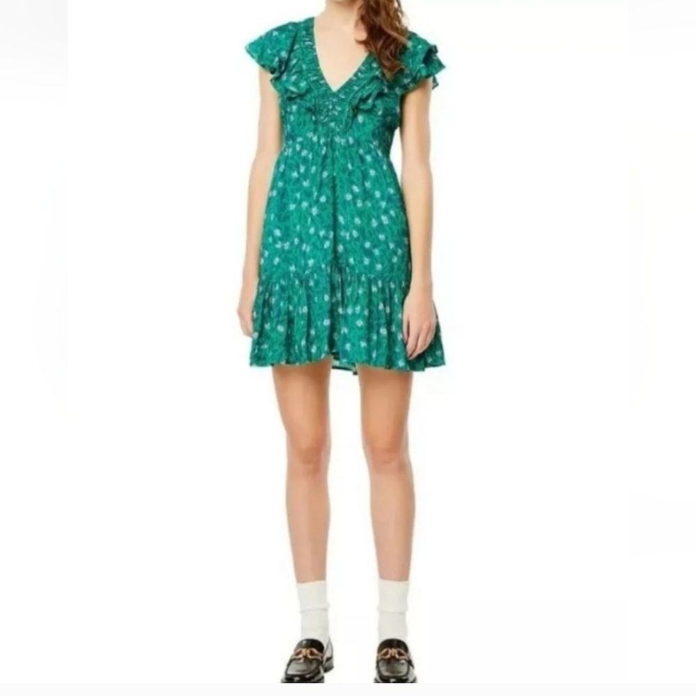 Roller Rabbit Ondika Cerro Ruffled Tiered Dress Size Small Green Floral
